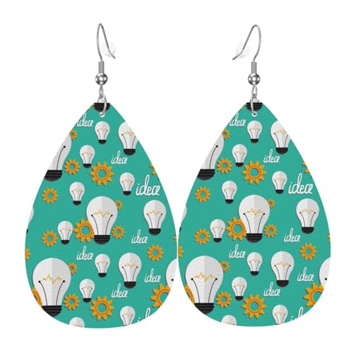Ohrringe mit Glühbirnenmuster für Damen, bunte Tränen-Leder-Ohrringe für Damen, trendig, Tropfenohrringe, Schmuck von VOSERY