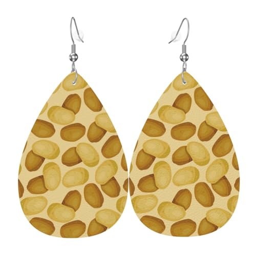 Ohrringe mit Kartoffelaufdruck für Damen, bunte Tropfen-Leder-Ohrringe für Damen, trendig, Tropfenohrringe, Schmuck von VOSERY