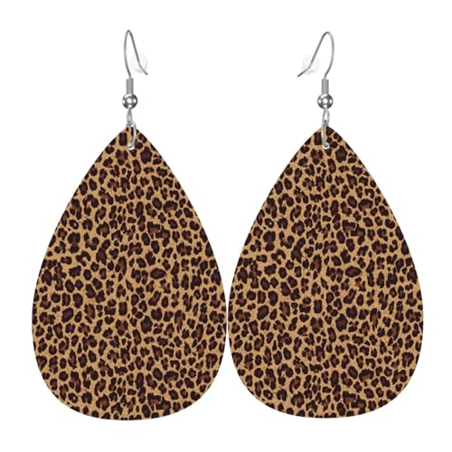 Ohrringe mit Leopardenmuster für Damen, bunte tropfenförmige Leder-Ohrringe für Damen, trendig, Tropfenohrringe, Schmuck von VOSERY