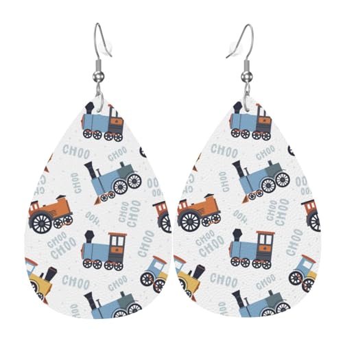 Ohrringe mit Zugmuster für Damen, bunte Tropfenform, Leder-Ohrringe für Damen, trendig, Tropfenohrringe, Schmuck Ohrringe mit Zugmuster für Damen, bunte Tropfenform, Leder-Ohrringe für Damen, trendig, Tropfenohrringe, Schmuck von VOSERY