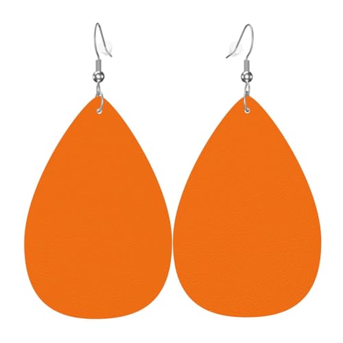 Orangefarbene Ohrringe für Damen, bunte tropfenförmige Leder-Ohrringe für Damen, trendig, Tropfenohrringe, Schmuck Orangefarbene Ohrringe für Damen, bunte tropfenförmige Leder-Ohrringe für Damen, trendig, Tropfenohrringe, Schmuck von VOSERY