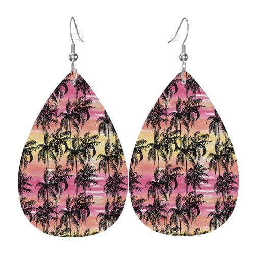 Palme_AA Ohrringe für Damen, bunte Tropfen-Leder-Ohrringe für Damen, trendig, Tropfenohrringe, Schmuck von VOSERY