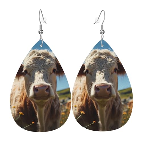 Prärieblumen-Ohrringe für Damen, bunte Tropfenform, Leder-Ohrringe für Damen, trendig, Tropfenohrringe, Schmuck von VOSERY