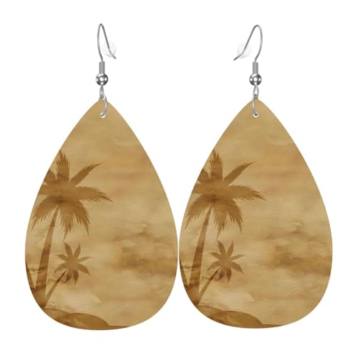 Retro-Palmen-Ohrringe für Damen, bunte Tropfenform, Leder-Ohrringe für Damen, trendig, Tropfenohrringe, Schmuck Retro-Palmen-Ohrringe für Damen, bunte Tropfenform, Leder-Ohrringe für Damen, trendig, Tropfenohrringe, Schmuck von VOSERY