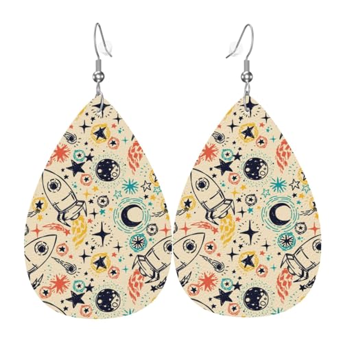 Rocket-Ohrringe für Damen, bunte Tropfen-Leder-Ohrringe für Damen, trendig, Tropfenohrringe, Schmuck von VOSERY