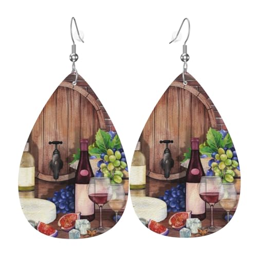 Rotwein-Ohrringe für Damen, bunte Tropfen-Leder-Ohrringe für Damen, trendig, Tropfenohrringe, Schmuck Rotwein-Ohrringe für Damen, bunte Tropfen-Leder-Ohrringe für Damen, trendig, Tropfenohrringe, Schmuck von VOSERY
