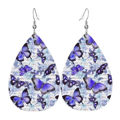 Schmetterlings-Ohrringe für Damen, bunte Tropfen-Leder-Ohrringe für Damen, trendig, Tropfenohrringe, Schmuck von VOSERY