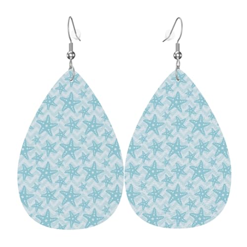 Seestern-Ohrringe für Damen, bunte Teardrop-Leder-Ohrringe für Damen, trendig, Tropfenohrringe, Schmuck von VOSERY
