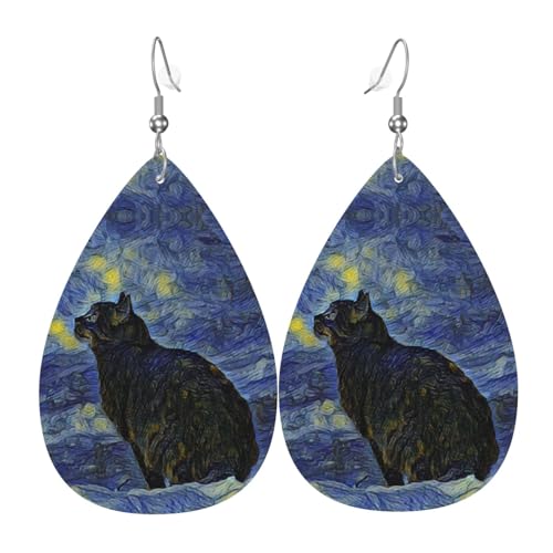 Shambhala-Katzen-Ohrringe für Damen, bunte Tropfenleder-Ohrringe für Damen, trendig, Tropfenohrringe, Schmuck von VOSERY