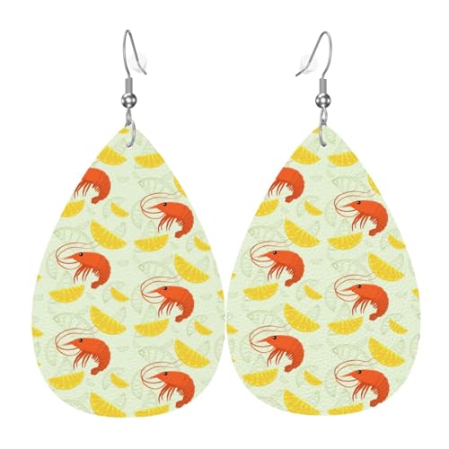 Shrimp Zitronenscheiben Ohrringe für Frauen, bunte Tropfenohrringe aus Leder für Damen, trendig, Tropfenohrringe, Schmuck von VOSERY