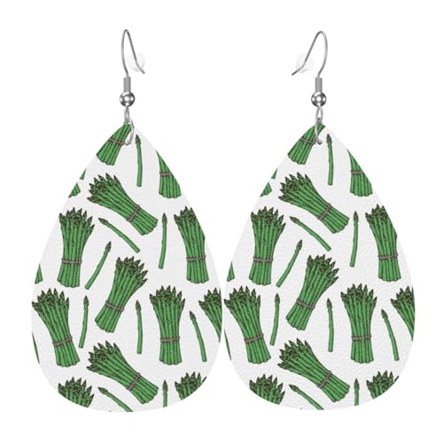 Spargel-Ohrringe für Damen, bunte tropfenförmige Leder-Ohrringe für Damen, trendig, Tropfenohrringe, Schmuck von VOSERY