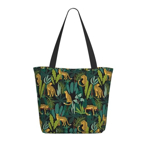 Tragetasche für Damen, groß, Dschungel-Leopardenmuster, gelbe Tragetasche mit Reißverschluss, Schultertasche, Handtaschen für Arbeit und Reisen Tragetasche für Damen, groß, Dschungel-Leopardenmuster, gelbe Tragetasche mit Reißverschluss, Schultertasche, Handtaschen für Arbeit und Reisen von VOSERY