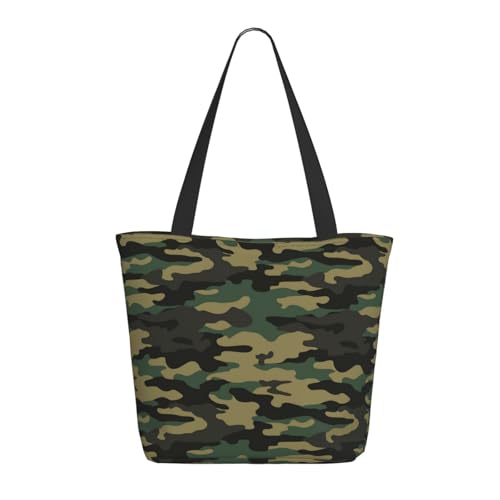 Tragetasche für Damen, groß, Grün, Camouflage, klassische Tragetasche mit Reißverschluss, Schultertasche, Handtaschen für Arbeit und Reisen Tragetasche für Damen, groß, Grün, Camouflage, klassische Tragetasche mit Reißverschluss, Schultertasche, Handtaschen für Arbeit und Reisen von VOSERY