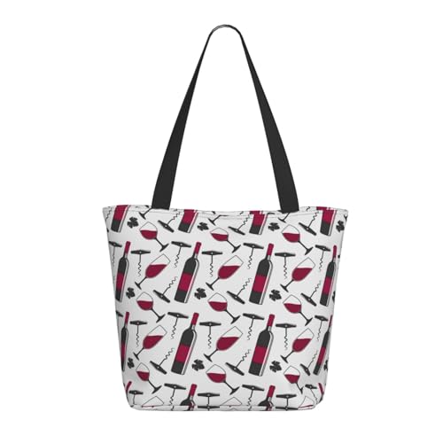 Tragetasche für Damen, groß, klassischer Weindruck, Tragetasche mit Reißverschluss, Schultertasche, Handtasche für Arbeit, Reisen von VOSERY