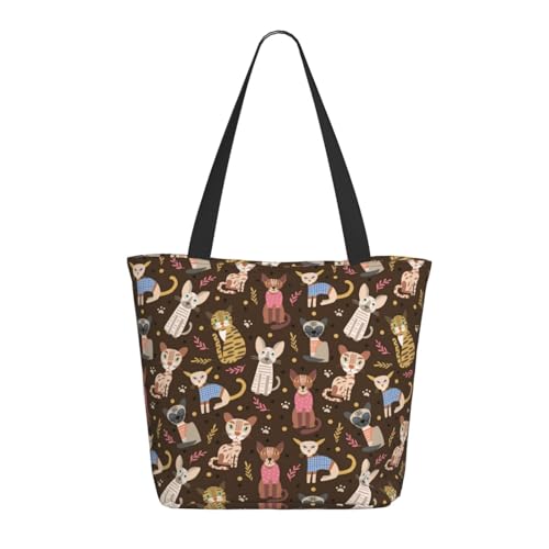 Tragetasche für Damen, groß, kunstvoll, niedlich, bemalte Katzen, Tragetasche mit Reißverschluss, Schultertasche, Handtaschen für Arbeit und Reisen Tragetasche für Damen, groß, kunstvoll, niedlich, bemalte Katzen, Tragetasche mit Reißverschluss, Schultertasche, Handtaschen für Arbeit und Reisen von VOSERY