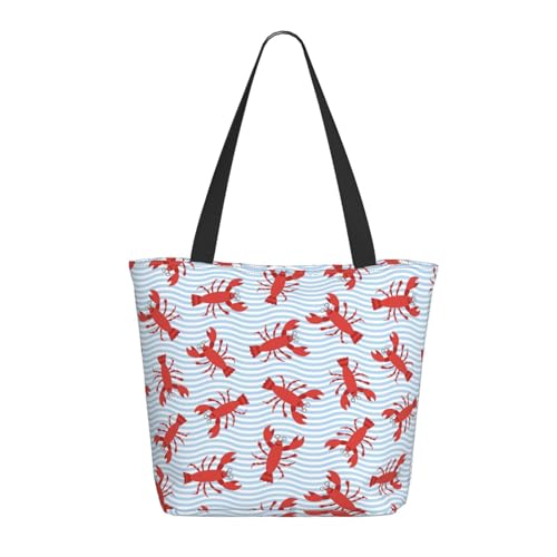 Tragetasche für Damen, groß, niedlich, Cartoon-Hummer, Tragetasche mit Reißverschluss, Schultertasche, Handtaschen für Arbeit, Reisen Tragetasche für Damen, groß, niedlich, Cartoon-Hummer, Tragetasche mit Reißverschluss, Schultertasche, Handtaschen für Arbeit, Reisen von VOSERY