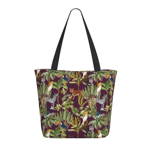 Tragetasche für Damen, groß, niedlich, Papageien, Pavian, Leopard, Zebra, Tragetasche mit Reißverschluss, Schultertasche, Handtaschen für Arbeit und Reisen Tragetasche für Damen, groß, niedlich, Papageien, Pavian, Leopard, Zebra, Tragetasche mit Reißverschluss, Schultertasche, Handtaschen für Arbeit und Reisen von VOSERY
