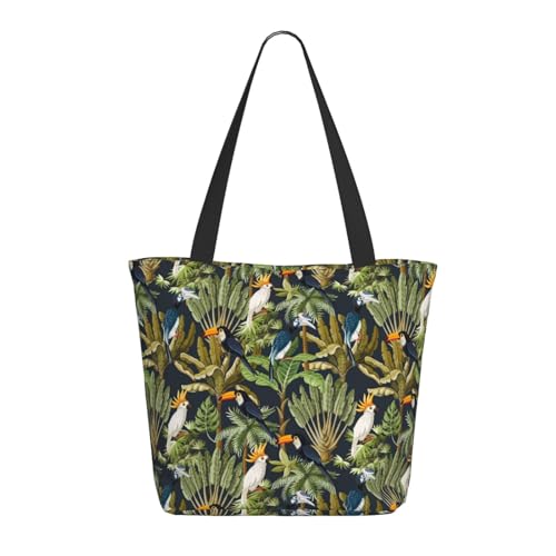 Tragetasche für Damen, groß, niedlich, Tukan, Kakadu, Hornbill, Tragetasche mit Reißverschluss, Schultertasche, Handtasche für Arbeit und Reisen Tragetasche für Damen, groß, niedlich, Tukan, Kakadu, Hornbill, Tragetasche mit Reißverschluss, Schultertasche, Handtasche für Arbeit und Reisen von VOSERY