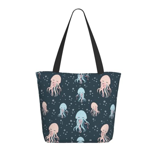 Tragetasche für Damen, groß, niedlich, mit Quallen, mit Reißverschluss, Schultertasche, Handtaschen für Arbeit, Reisen Tragetasche für Damen, groß, niedlich, mit Quallen, mit Reißverschluss, Schultertasche, Handtaschen für Arbeit, Reisen von VOSERY