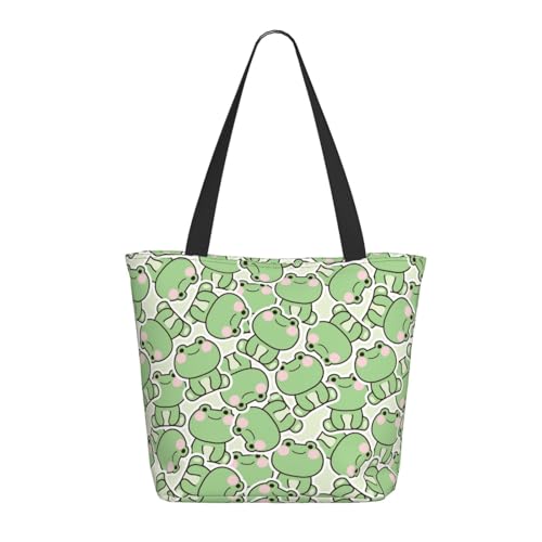 Tragetasche für Damen, groß, niedlicher Frosch, sitzende Pose, lustige Tragetasche mit Reißverschluss, Schultertasche, Handtasche für Arbeit und Reisen Tragetasche für Damen, groß, niedlicher Frosch, sitzende Pose, lustige Tragetasche mit Reißverschluss, Schultertasche, Handtasche für Arbeit und Reisen von VOSERY