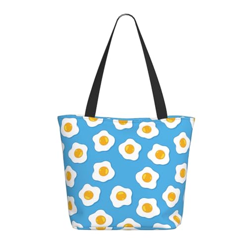 Tragetasche für Damen, groß, niedliches Spiegelei, türkis, Tragetasche mit Reißverschluss, Schultertasche, Handtaschen für Arbeit, Reisen Tragetasche für Damen, groß, niedliches Spiegelei, türkis, Tragetasche mit Reißverschluss, Schultertasche, Handtaschen für Arbeit, Reisen von VOSERY