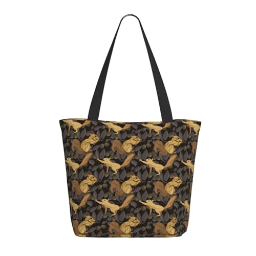 Tragetasche für Damen, groß, rustikal, handgezeichnet, niedliches Eichhörnchen, Tragetasche mit Reißverschluss, Schultertasche, Handtaschen für Arbeit und Reisen Tragetasche für Damen, groß, rustikal, handgezeichnet, niedliches Eichhörnchen, Tragetasche mit Reißverschluss, Schultertasche, Handtaschen für Arbeit und Reisen von VOSERY