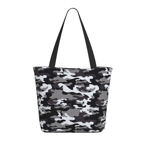 Tragetasche für Damen, groß, schwarz, grau, weiß, Camouflage, Tragetasche mit Reißverschluss, Schultertasche, Handtaschen für Arbeit, Reisen Tragetasche für Damen, groß, schwarz, grau, weiß, Camouflage, Tragetasche mit Reißverschluss, Schultertasche, Handtaschen für Arbeit, Reisen von VOSERY