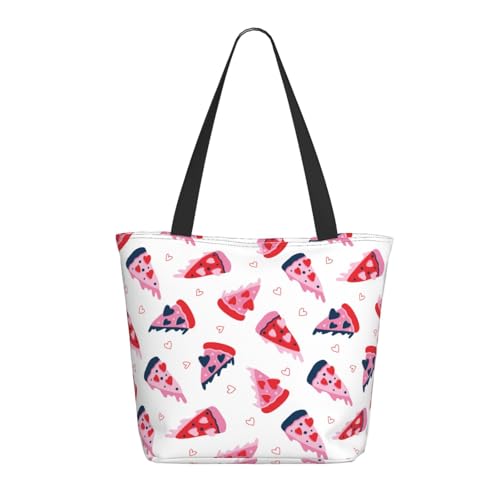 Tragetasche für Damen, groß, süße Pizza, rosa Tragetasche mit Reißverschluss, Schultertasche, Handtaschen für Arbeit und Reisen Tragetasche für Damen, groß, süße Pizza, rosa Tragetasche mit Reißverschluss, Schultertasche, Handtaschen für Arbeit und Reisen von VOSERY