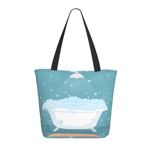 Tragetasche für Damen, große Badewanne mit Seifenblasen, Tragetasche mit Reißverschluss, Schultertasche, Handtaschen für Arbeit und Reisen Tragetasche für Damen, große Badewanne mit Seifenblasen, Tragetasche mit Reißverschluss, Schultertasche, Handtaschen für Arbeit und Reisen von VOSERY