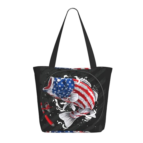 Tragetasche für Damen, große Barschfische in den USA, Tragetasche mit Reißverschluss, Schultertasche, Handtaschen für Arbeit und Reisen Tragetasche für Damen, große Barschfische in den USA, Tragetasche mit Reißverschluss, Schultertasche, Handtaschen für Arbeit und Reisen von VOSERY
