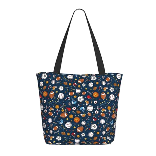 Tragetasche für Damen, große Baseball-Fußball-Tragetasche mit Reißverschluss, Schultertasche, Handtasche für Arbeit und Reisen Tragetasche für Damen, große Baseball-Fußball-Tragetasche mit Reißverschluss, Schultertasche, Handtasche für Arbeit und Reisen von VOSERY