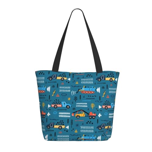 Tragetasche für Damen, große Bau-Trucks-Tragetasche mit Reißverschluss, Schultertasche, Handtaschen für Arbeit, Reisen Tragetasche für Damen, große Bau-Trucks-Tragetasche mit Reißverschluss, Schultertasche, Handtaschen für Arbeit, Reisen von VOSERY