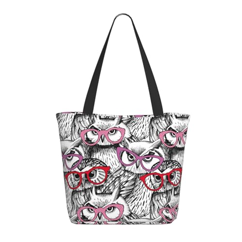 Tragetasche für Damen, große Brille Eule Tragetasche mit Reißverschluss, Schultertasche, Handtaschen für Arbeit und Reisen Tragetasche für Damen, große Brille Eule Tragetasche mit Reißverschluss, Schultertasche, Handtaschen für Arbeit und Reisen von VOSERY