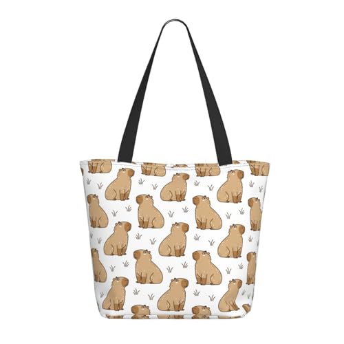 Tragetasche für Damen, große Capybara-Gras-Tragetasche mit Reißverschluss, Schultertasche, Handtaschen für Arbeit, Reisen Tragetasche für Damen, große Capybara-Gras-Tragetasche mit Reißverschluss, Schultertasche, Handtaschen für Arbeit, Reisen von VOSERY