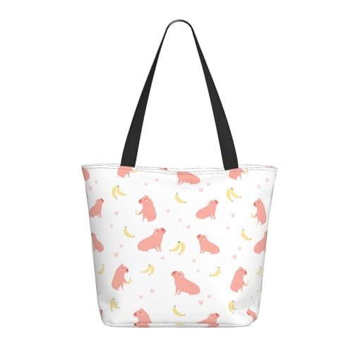 Tragetasche für Damen, große Capybaras Bananen-Tragetasche mit Reißverschluss, Schultertasche, Handtaschen für Arbeit und Reisen Tragetasche für Damen, große Capybaras Bananen-Tragetasche mit Reißverschluss, Schultertasche, Handtaschen für Arbeit und Reisen von VOSERY