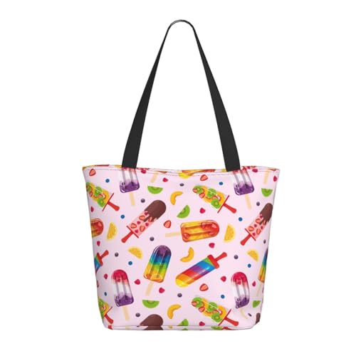 Tragetasche für Damen, große Cartoon-Eisstiel-Tragetasche mit Reißverschluss, Schultertasche, Handtaschen für Arbeit und Reisen Tragetasche für Damen, große Cartoon-Eisstiel-Tragetasche mit Reißverschluss, Schultertasche, Handtaschen für Arbeit und Reisen von VOSERY