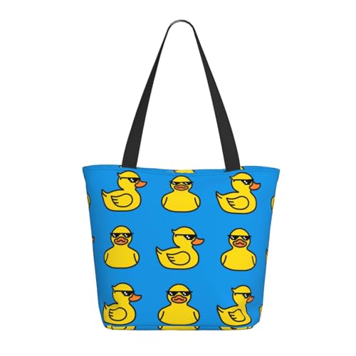 Tragetasche für Damen, große Cartoon-Ente mit Brille, Tragetasche mit Reißverschluss, Schultertasche, Handtaschen für Arbeit und Reisen Tragetasche für Damen, große Cartoon-Ente mit Brille, Tragetasche mit Reißverschluss, Schultertasche, Handtaschen für Arbeit und Reisen von VOSERY