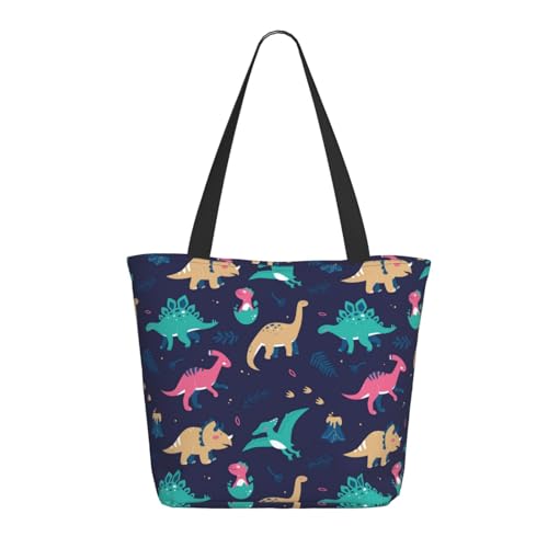 Tragetasche für Damen, große Dinosaurier-Druck, L, Tragetasche mit Reißverschluss, Schultertasche, Handtaschen für Arbeit, Reisen von VOSERY