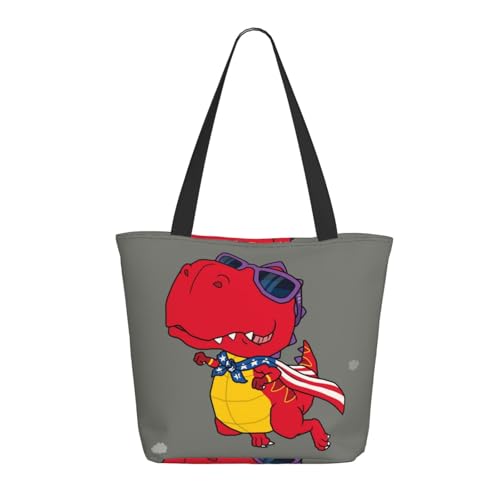 Tragetasche für Damen, große Dinosaurier-Superhelden-Cartoon-Tragetasche mit Reißverschluss, Schultertasche, Handtaschen für Arbeit, Reisen Tragetasche für Damen, große Dinosaurier-Superhelden-Cartoon-Tragetasche mit Reißverschluss, Schultertasche, Handtaschen für Arbeit, Reisen von VOSERY