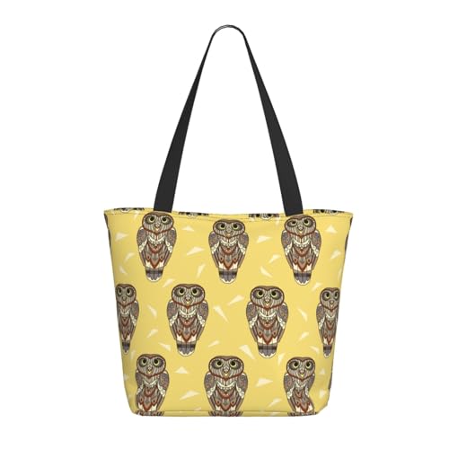 Tragetasche für Damen, große Eule im indischen Stil, mit Reißverschluss, Schultertasche, Handtaschen für Arbeit und Reisen Tragetasche für Damen, große Eule im indischen Stil, mit Reißverschluss, Schultertasche, Handtaschen für Arbeit und Reisen von VOSERY