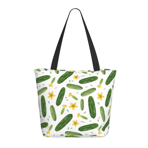 Tragetasche für Damen, große Gurkenblumen-Tragetasche mit Reißverschluss, Schultertasche, Handtasche für Arbeit, Reisen Tragetasche für Damen, große Gurkenblumen-Tragetasche mit Reißverschluss, Schultertasche, Handtasche für Arbeit, Reisen von VOSERY