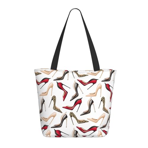 Tragetasche für Damen, große High-Heels, niedlicher Druck, Tragetasche mit Reißverschluss, Schultertasche, Handtasche für Arbeit und Reisen Tragetasche für Damen, große High-Heels, niedlicher Druck, Tragetasche mit Reißverschluss, Schultertasche, Handtasche für Arbeit und Reisen von VOSERY