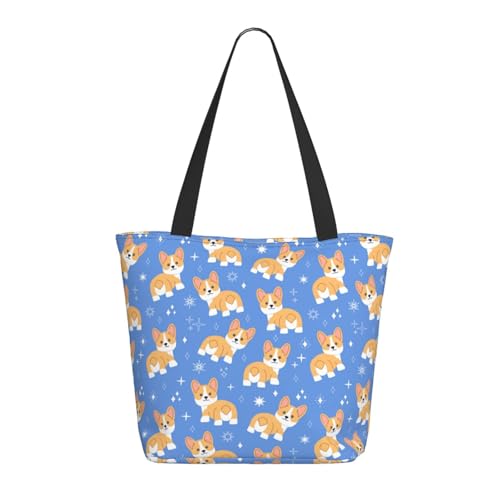 Tragetasche für Damen, große Kawaii-Corgi-Tragetasche mit Reißverschluss, Schultertasche, Handtaschen für Arbeit, Reisen Tragetasche für Damen, große Kawaii-Corgi-Tragetasche mit Reißverschluss, Schultertasche, Handtaschen für Arbeit, Reisen von VOSERY