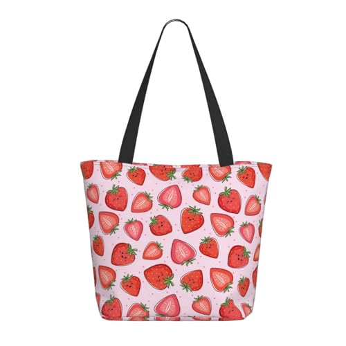 Tragetasche für Damen, große Kawaii-Erdbeerfrucht-Tragetasche mit Reißverschluss, Schultertasche, Handtaschen für Arbeit, Reisen Tragetasche für Damen, große Kawaii-Erdbeerfrucht-Tragetasche mit Reißverschluss, Schultertasche, Handtaschen für Arbeit, Reisen von VOSERY
