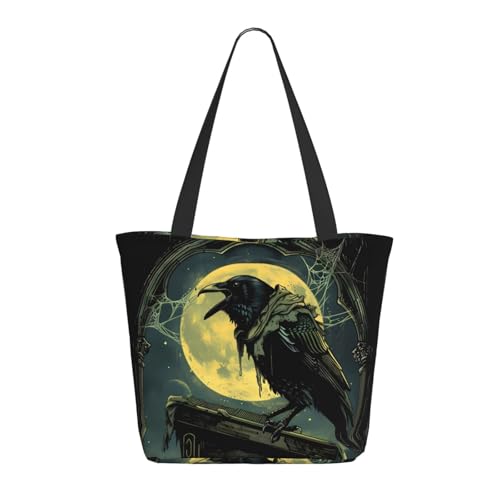 Tragetasche für Damen, große Moonnight Sky Crow Tragetasche mit Reißverschluss, Schultertasche, Handtaschen für Arbeit und Reisen Tragetasche für Damen, große Moonnight Sky Crow Tragetasche mit Reißverschluss, Schultertasche, Handtaschen für Arbeit und Reisen von VOSERY