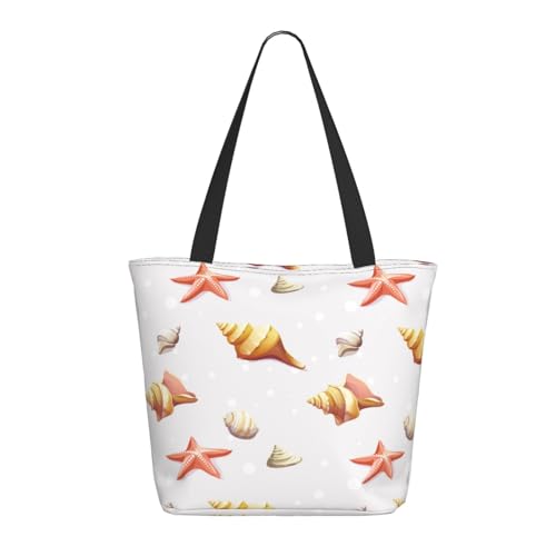 Tragetasche für Damen, große Muschel-Druck, Nr. 902, Tragetasche mit Reißverschluss, Schultertasche, Handtaschen für Arbeit, Reisen Tragetasche für Damen, große Muschel-Druck, Nr. 902, Tragetasche mit Reißverschluss, Schultertasche, Handtaschen für Arbeit, Reisen von VOSERY
