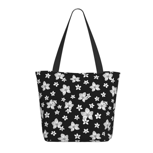 Tragetasche für Damen, große Orchidee, Plumeria-Blume, Tragetasche mit Reißverschluss, Schultertasche, Handtasche für Arbeit und Reisen Tragetasche für Damen, große Orchidee, Plumeria-Blume, Tragetasche mit Reißverschluss, Schultertasche, Handtasche für Arbeit und Reisen von VOSERY