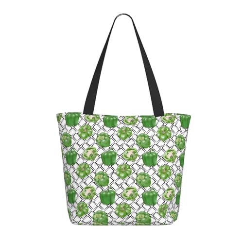 Tragetasche für Damen, große Paprika-Aufdruck, lustige Tragetasche mit Reißverschluss, Schultertasche, Handtasche für Arbeit und Reisen Tragetasche für Damen, große Paprika-Aufdruck, lustige Tragetasche mit Reißverschluss, Schultertasche, Handtasche für Arbeit und Reisen von VOSERY