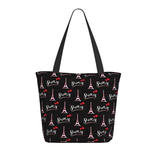 Tragetasche für Damen, große Paris Eiffelturm Tragetasche mit Reißverschluss, Schultertasche, Handtaschen für Arbeit und Reisen Tragetasche für Damen, große Paris Eiffelturm Tragetasche mit Reißverschluss, Schultertasche, Handtaschen für Arbeit und Reisen von VOSERY