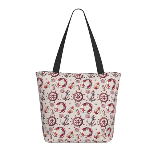 Tragetasche für Damen, große Rettungsring-Anker-Tragetasche mit Reißverschluss, Schultertasche, Handtaschen für Arbeit, Reisen Tragetasche für Damen, große Rettungsring-Anker-Tragetasche mit Reißverschluss, Schultertasche, Handtaschen für Arbeit, Reisen von VOSERY